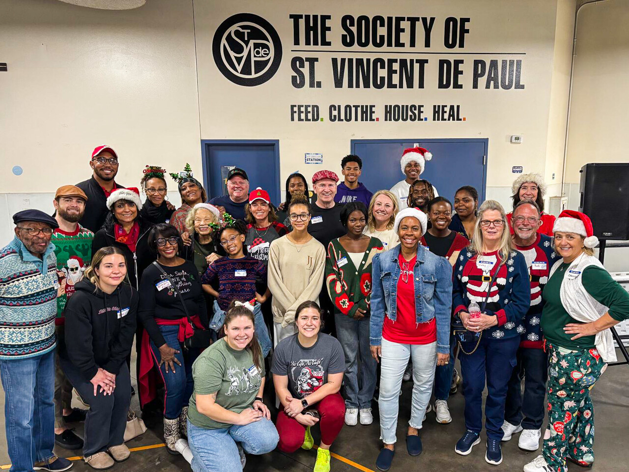 Xavier and a group he organized to volunteer on Christmas Day.